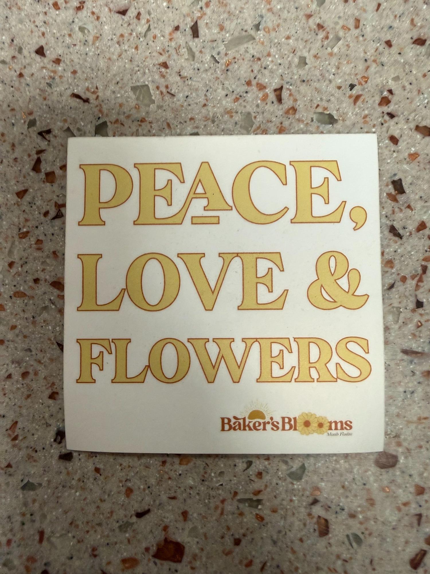 Peace, Love & Flowers - Sticker