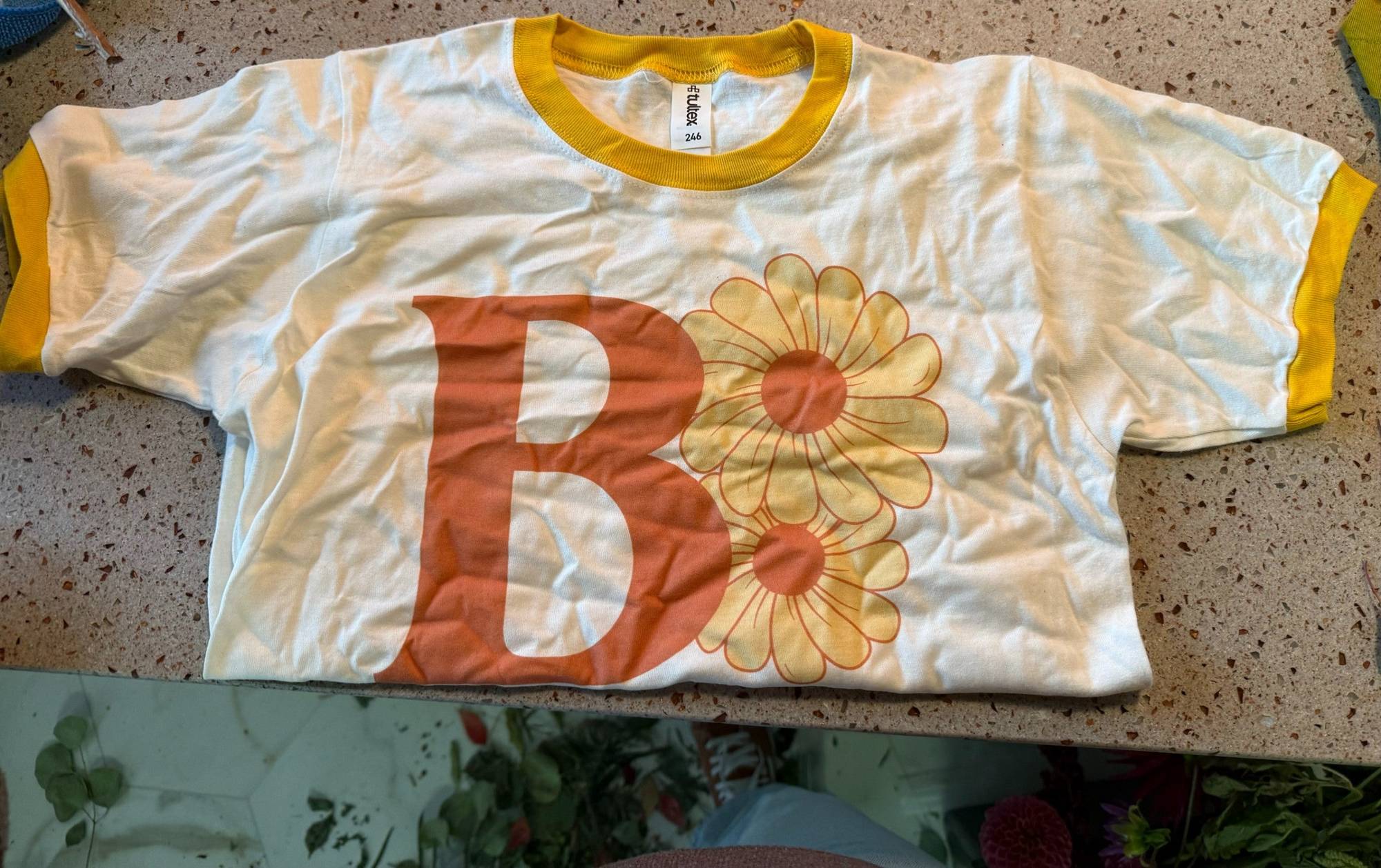 Tultex Mustard B & Blooms Ringer Tee