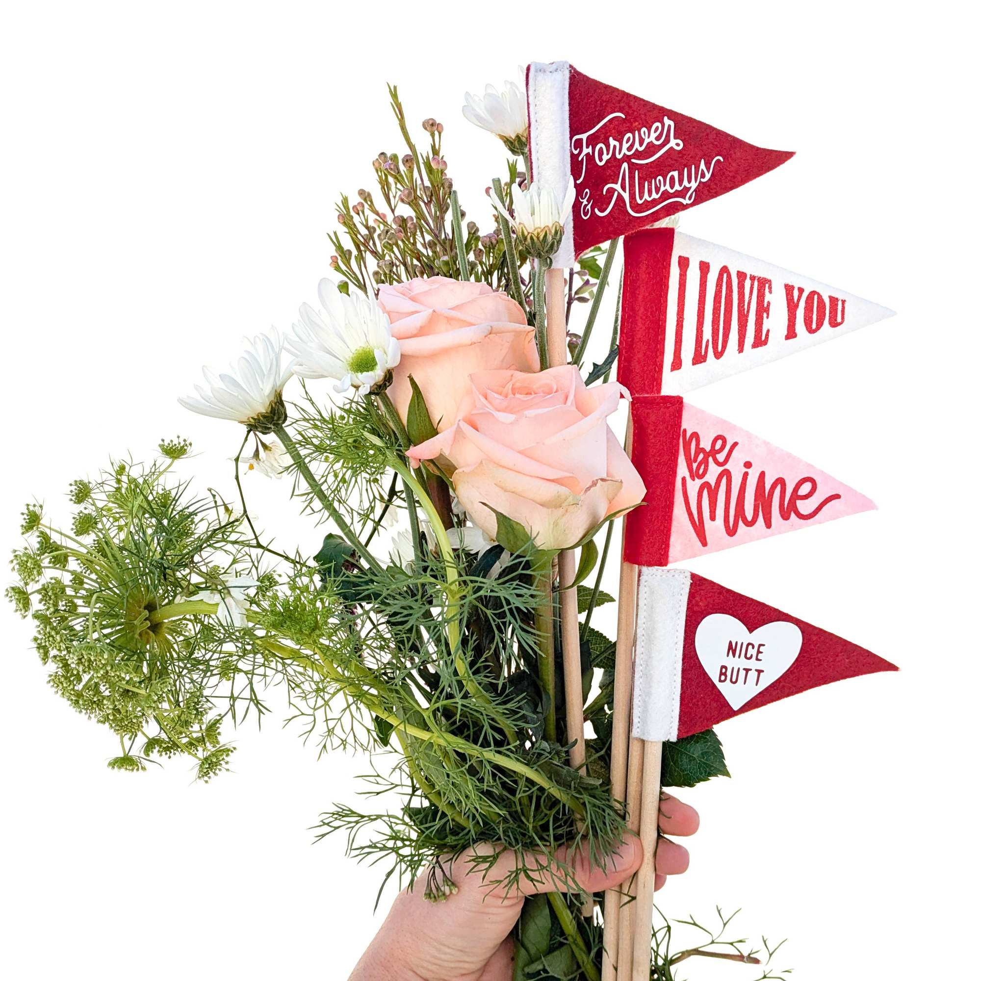 Valentine's Day Tiny Flag Pennant | Floral Bouquets & More