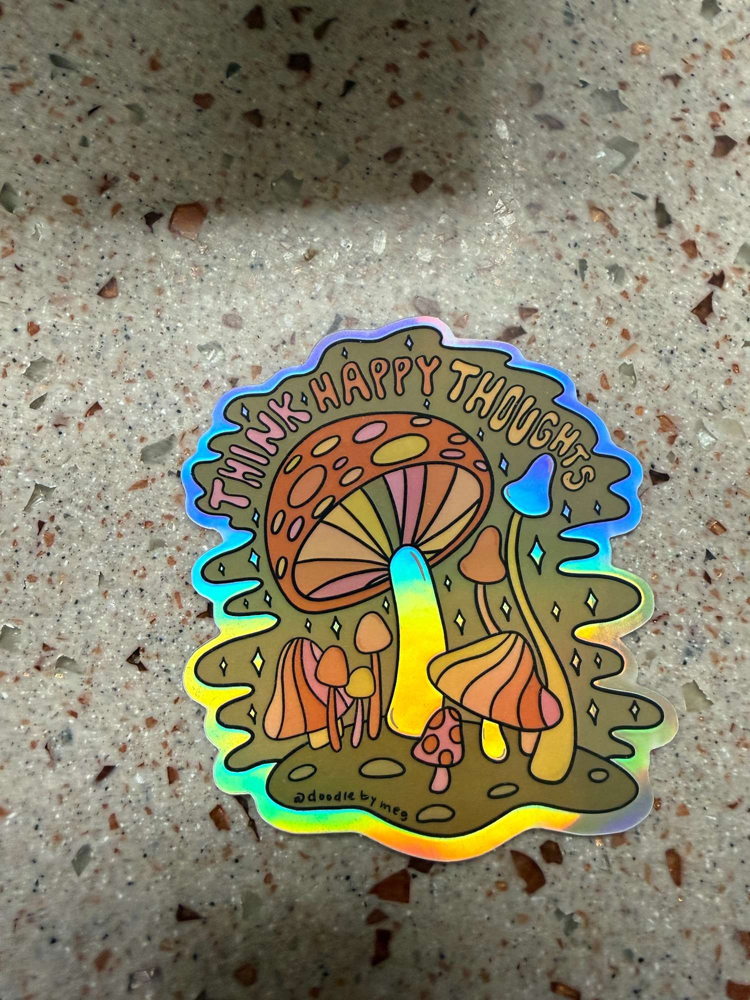 Think Happy Thoughts Sticker by Doodle by Meg